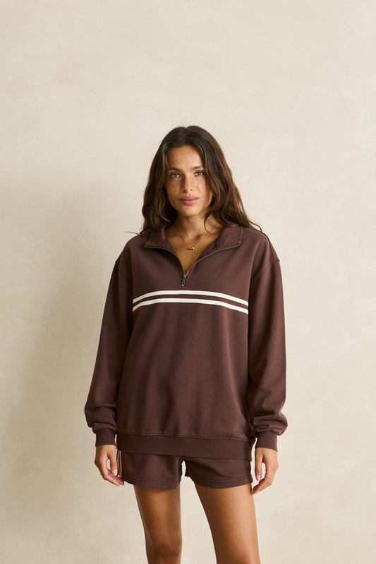 Contrast Sun Washed 1/4 Zip Terry Fleece