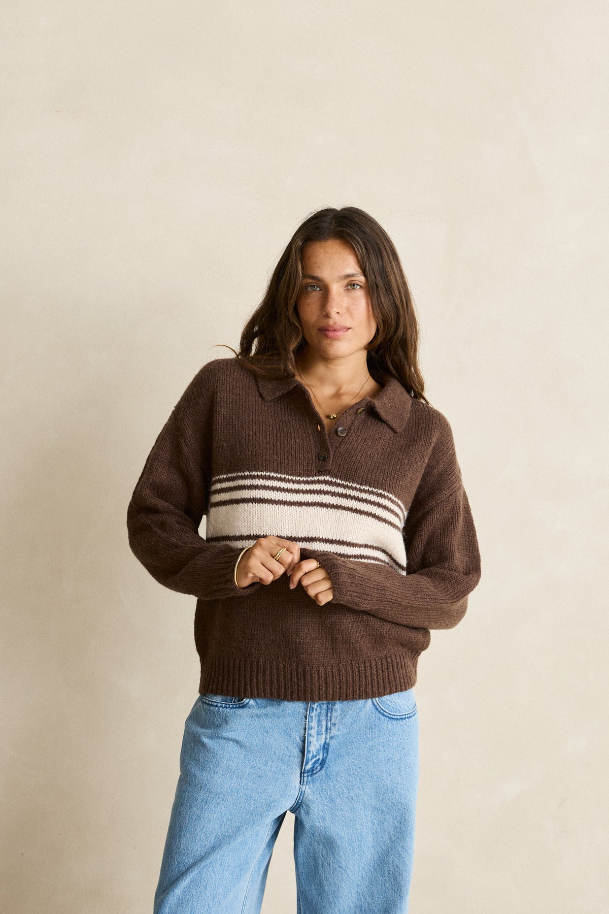 Strata Knit Polo Jumper