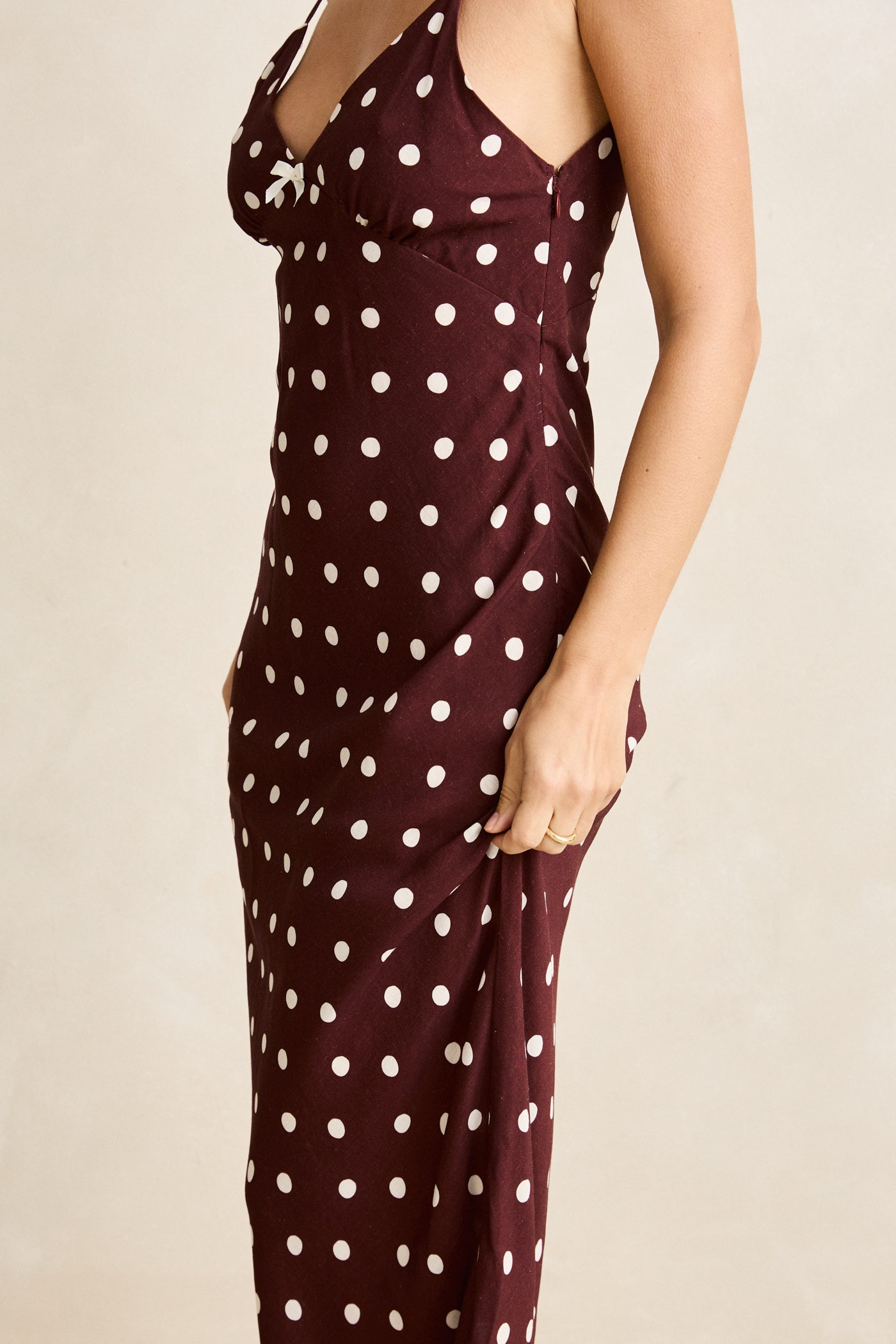 Polka Dot Bias Midi Dress