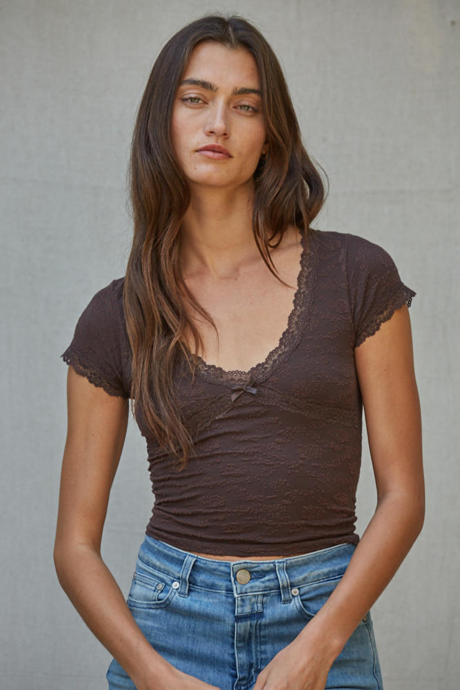 Love Knot Lace Trim Top