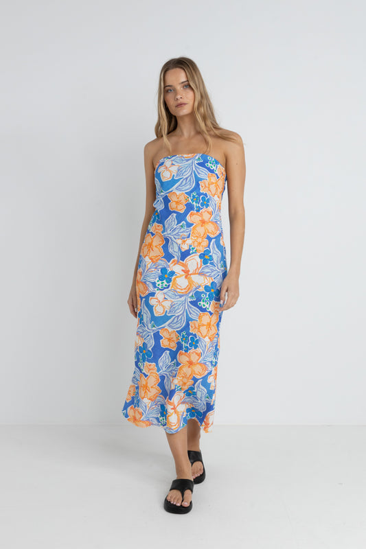 Paradise Floral Bias Midi Dress