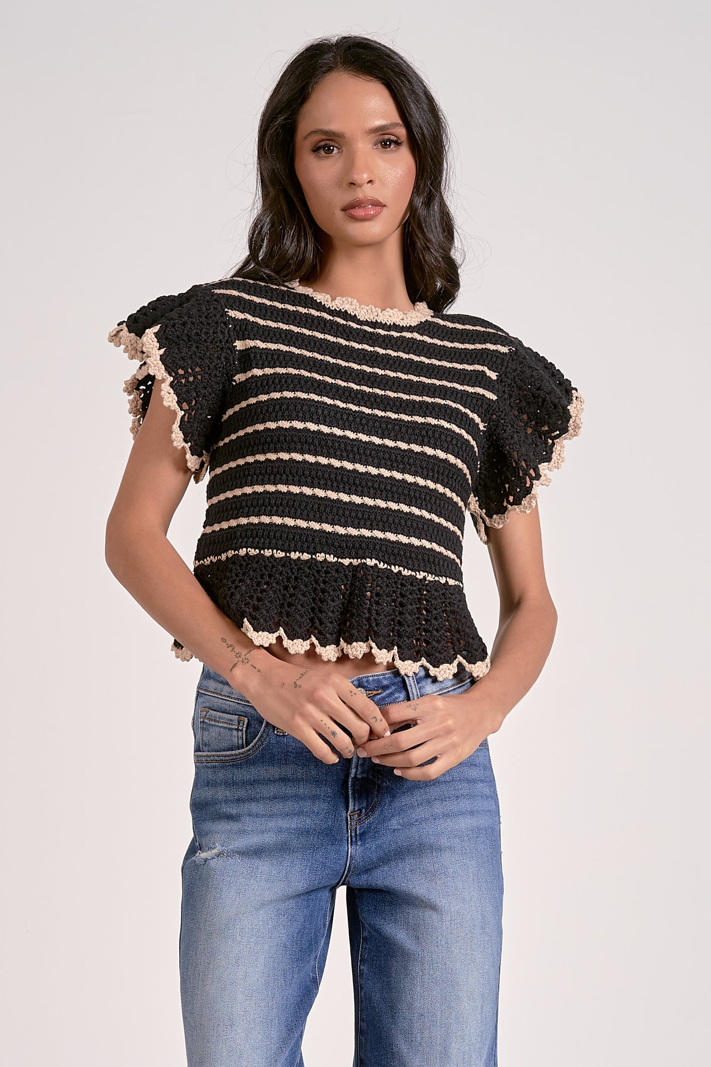 After Dark Short Sleeve Ruffle Top