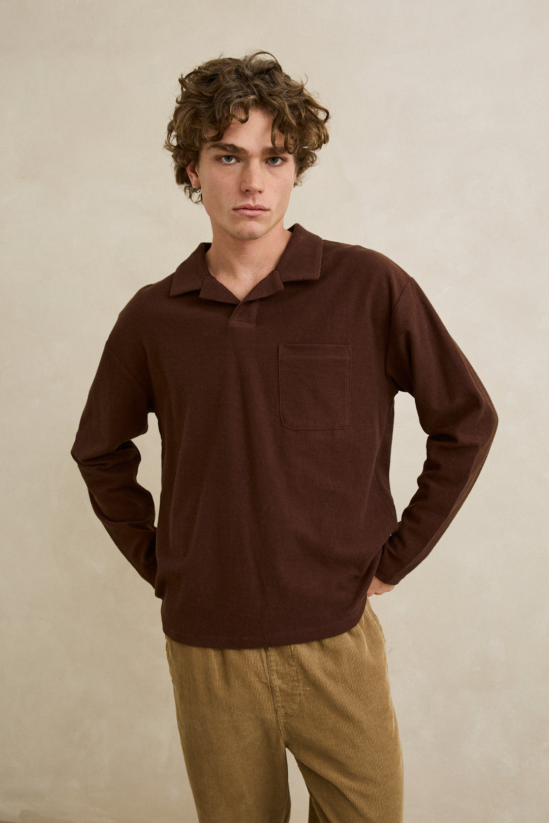 Vintage Terry Long Sleeve Polo