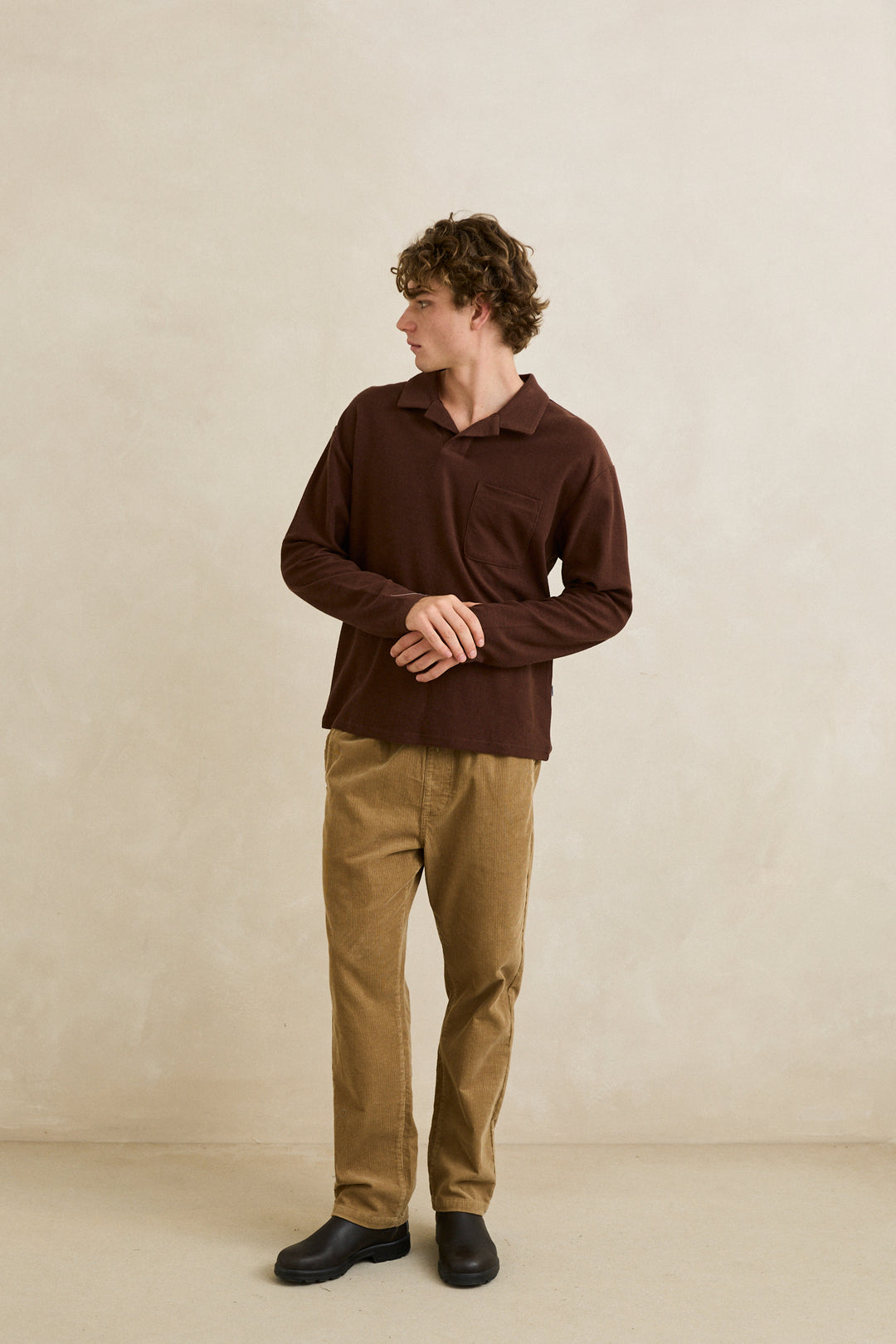 Vintage Terry Long Sleeve Polo