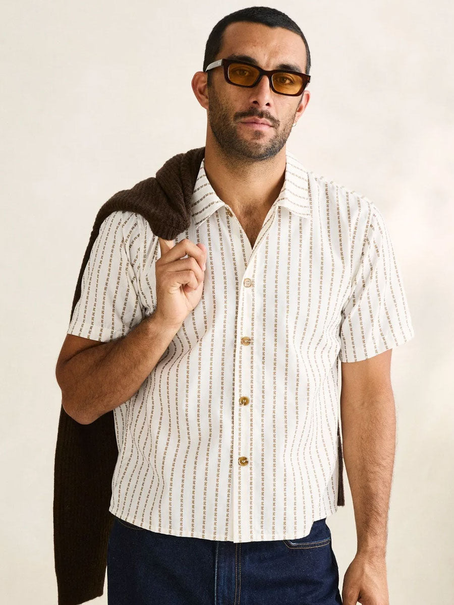 Vacation Stripe Crop Short Sleeve Shirt