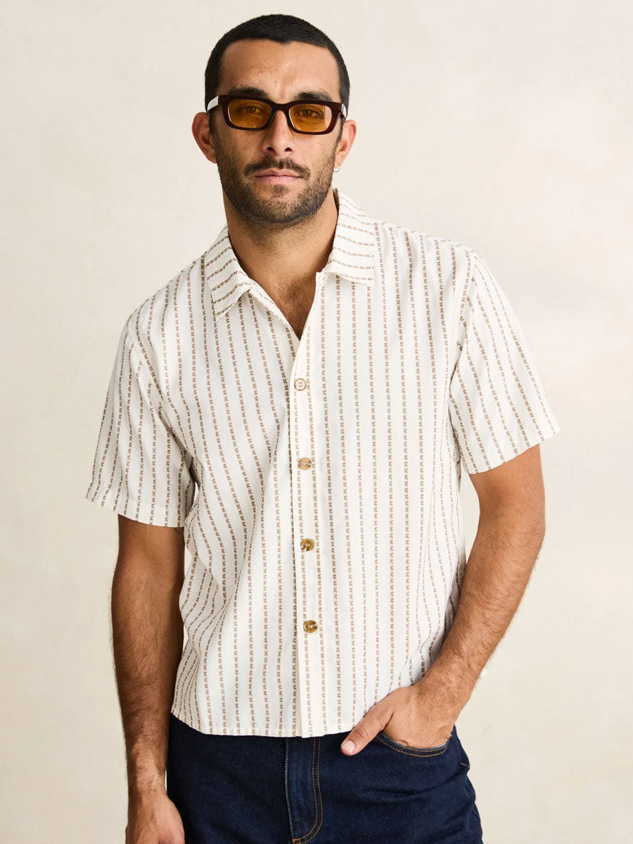 Vacation Stripe Crop Short Sleeve Shirt